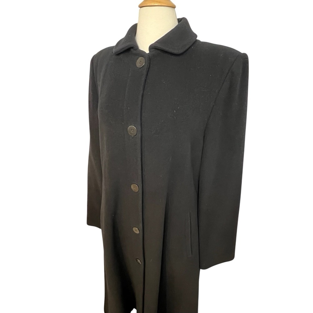 Vtg Giorgio Armani Coat Womens 48 14 Black 100% Lana Wool Overcoat 90s Italy